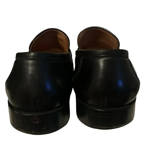 Floreshim Mens Black Leather Loafers Slip On Shoes Made in Italy Size 8