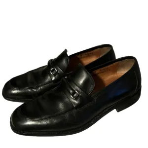 Floreshim Mens Black Leather Loafers Slip On Shoes Made in Italy Size 8