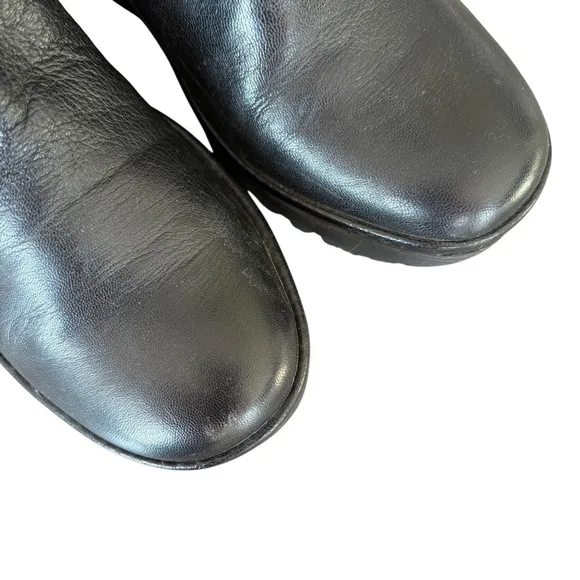 Fly London Black Silver Leather Wedge Bootie Yex668 Fold Down 37 UK/6.5 US