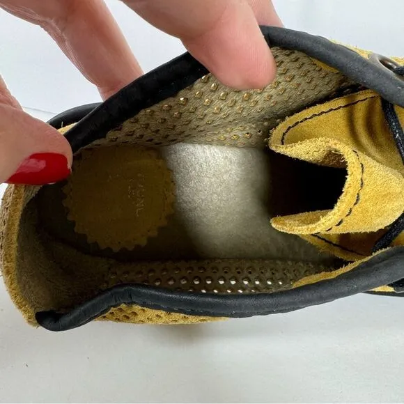 Fly London Golden Yellow Lace Up Perforated Shoes Wedge Platform Moccasin EU 37