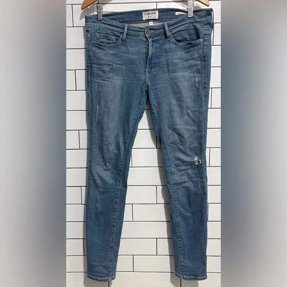 Frame Jeans Le Skinny de Jeanne Degradable in Handcrafted Destruct 30