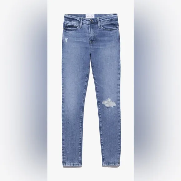 Frame Jeans Le Skinny de Jeanne Degradable in Handcrafted Destruct 30