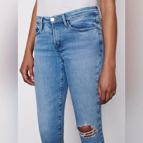 Frame Jeans Le Skinny de Jeanne Degradable in Handcrafted Destruct 30