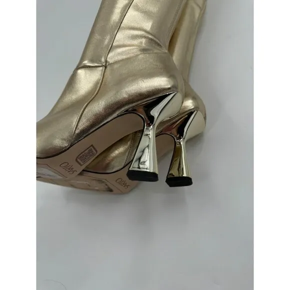 Franco Sarto Alta Gold Knee-High Pointed-Toe Boots  Heels Size 6.5
