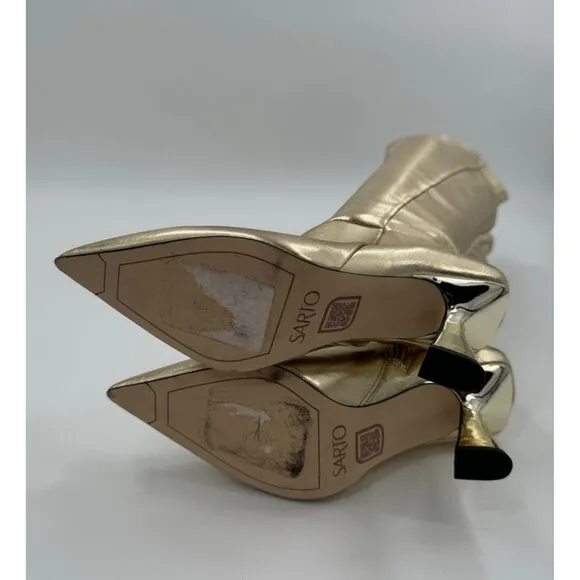Franco Sarto Alta Gold Knee-High Pointed-Toe Boots  Heels Size 6.5