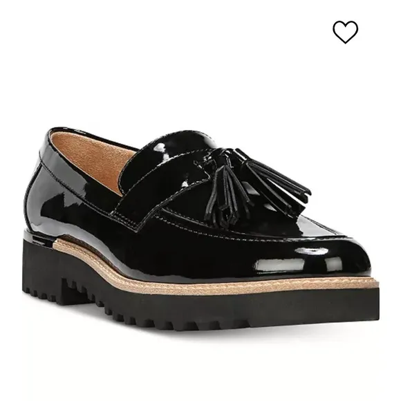 Franco Sarto | Women’s black Carolynn faux patent leather tassel toe loafers 8.5