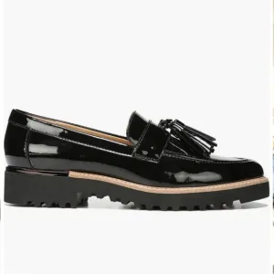 Franco Sarto | Women’s black Carolynn faux patent leather tassel toe loafers 8.5