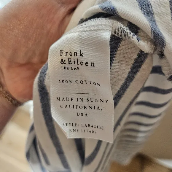 Frank &amp; Eileen Easy Luxe Striped Tank Midi Dress White Blue Summer Medium