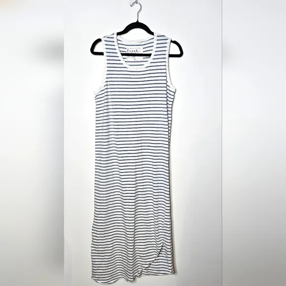 Frank &amp; Eileen Easy Luxe Striped Tank Midi Dress White Blue Summer Medium
