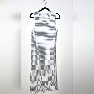 Frank &amp; Eileen Easy Luxe Striped Tank Midi Dress White Blue Summer Medium