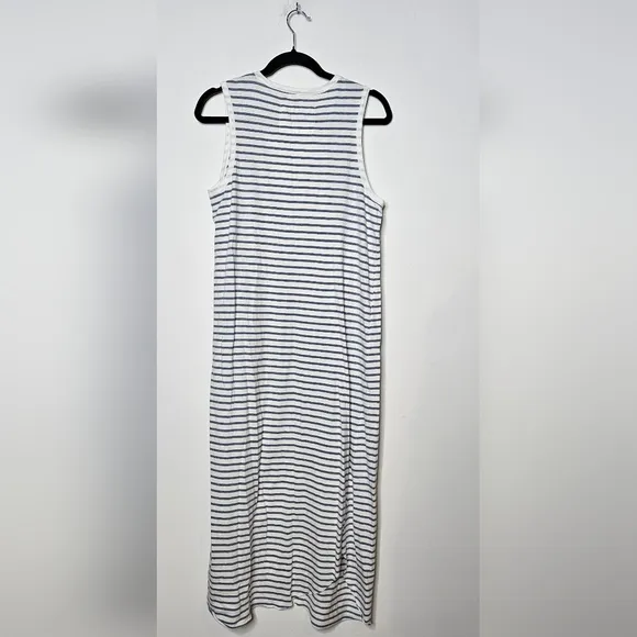 Frank &amp; Eileen Easy Luxe Striped Tank Midi Dress White Blue Summer Medium