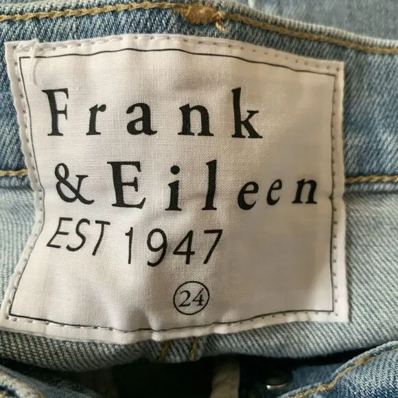 Frank &amp; Eileen The Monaghan Ripped Raw Hem Crop Straight Leg Mom Jeans 1987 Wash