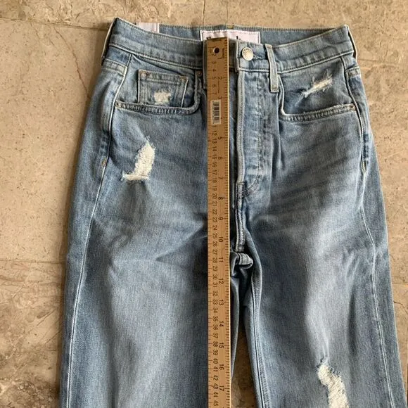 Frank &amp; Eileen The Monaghan Ripped Raw Hem Crop Straight Leg Mom Jeans 1987 Wash