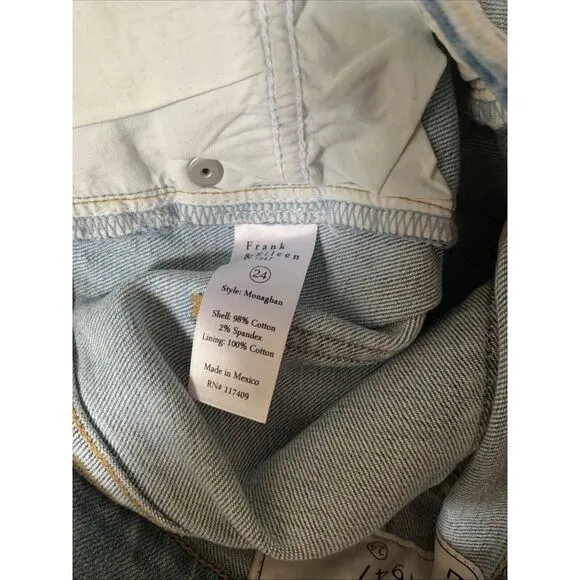 Frank &amp; Eileen The Monaghan Ripped Raw Hem Crop Straight Leg Mom Jeans 1987 Wash