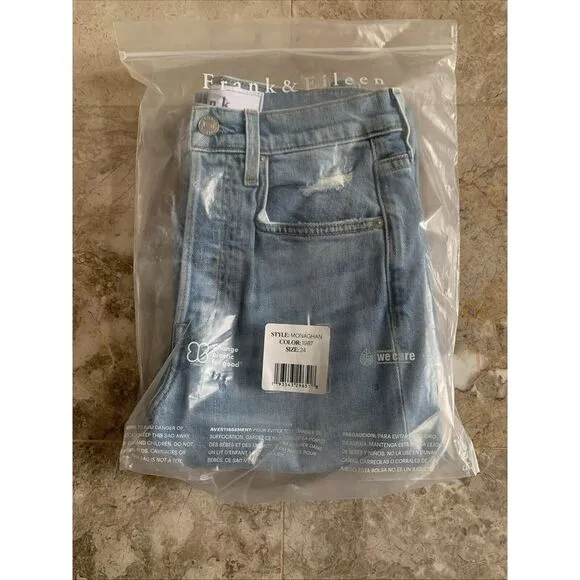 Frank &amp; Eileen The Monaghan Ripped Raw Hem Crop Straight Leg Mom Jeans 1987 Wash