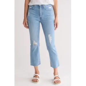 Frank &amp; Eileen The Monaghan Ripped Raw Hem Crop Straight Leg Mom Jeans 1987 Wash