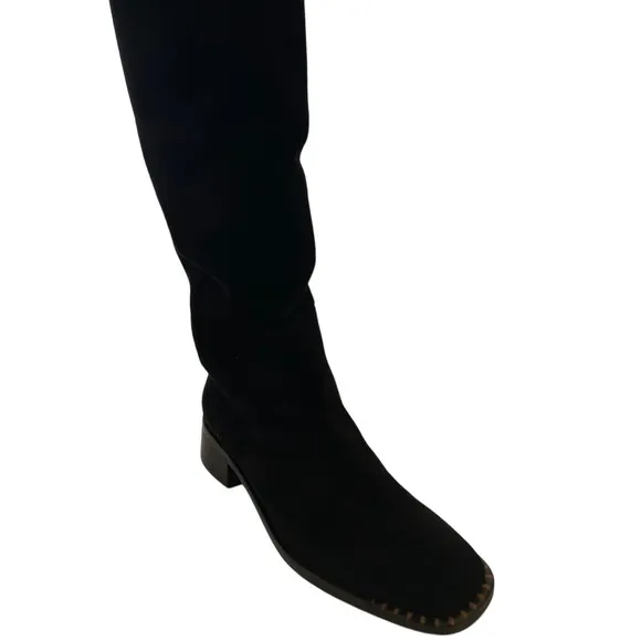 FREDA SALVADOR Rita Black Suede Block Heel Boots Comfort, Size 7 MSRP $595&quot;