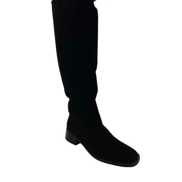 FREDA SALVADOR Rita Black Suede Block Heel Boots Comfort, Size 7 MSRP $595&quot;