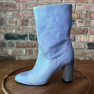 Free People Dakota Suede Slouch Block Heel Blue Gray Sz 9 US 39 EU MSRP $188