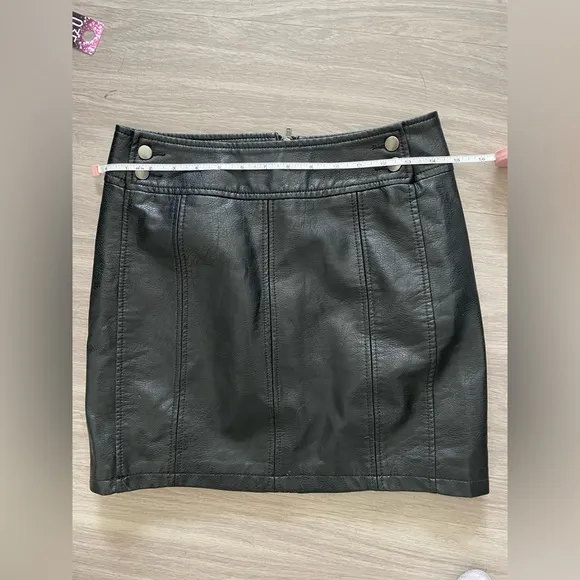 Free people faux leather black mini skirt