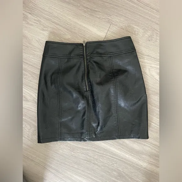 Free people faux leather black mini skirt