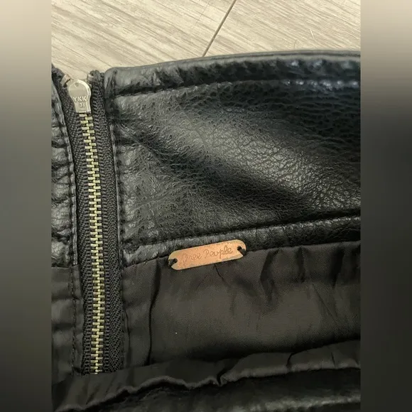 Free people faux leather black mini skirt