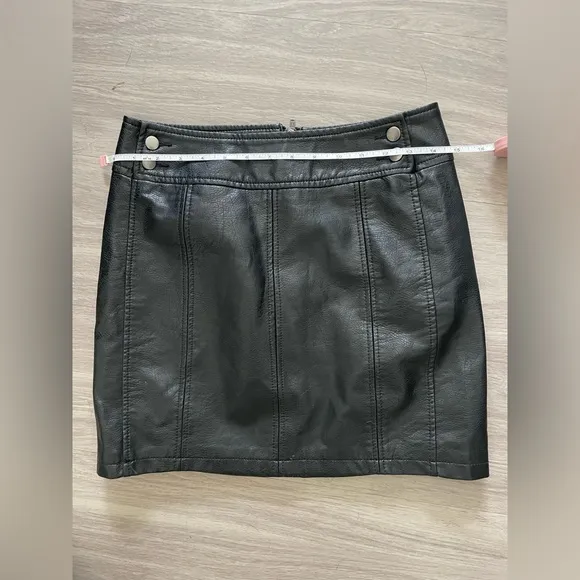 Free people faux leather black mini skirt