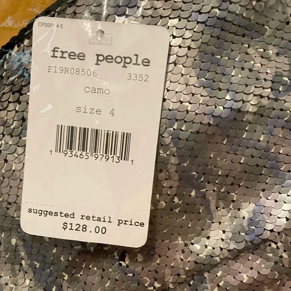 Free People FP One Camo Reversible Sequin Cocktail Mini Skirt Size 4