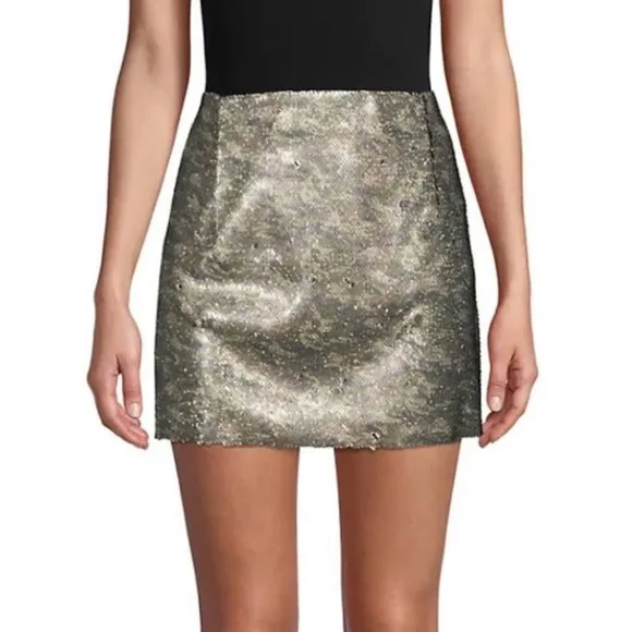 Free People FP One Camo Reversible Sequin Cocktail Mini Skirt Size 4