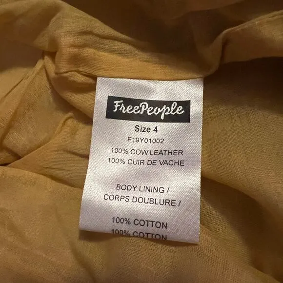 Free People Gold Leather Button-Up Dress Size 4 NWT
