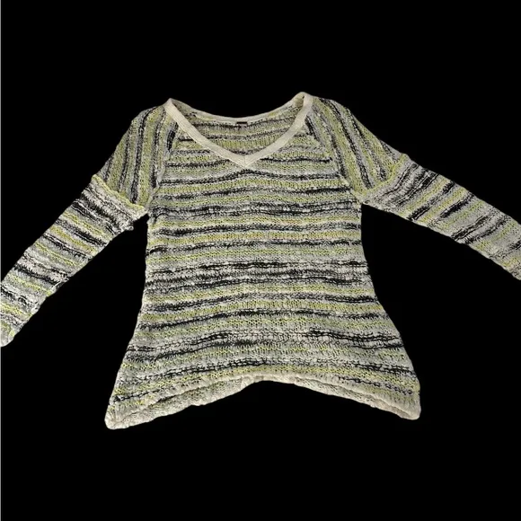 Free People Revolve Marled multi songbird boxy oversized sweater S ivory blue