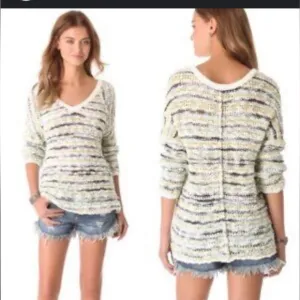 Free People Revolve Marled multi songbird boxy oversized sweater S ivory blue