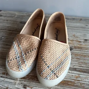 Free people Santorini Tan Woven Slip-On Shoes size 37
