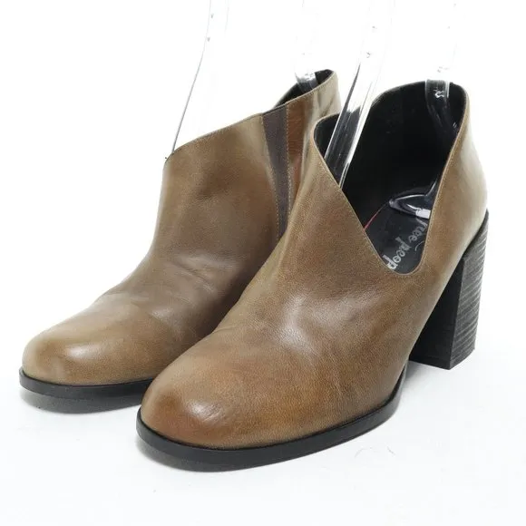 Free People Terrah Ankle Bootie Block Heel Cut Out Women EU 38 US7.5 Brown/Black