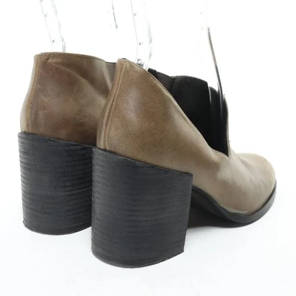 Free People Terrah Ankle Bootie Block Heel Cut Out Women EU 38 US7.5 Brown/Black