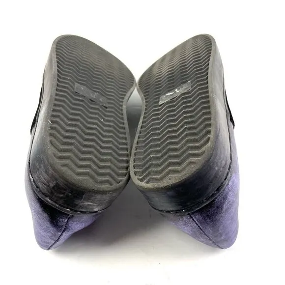 Free People Varsity Loafer 38 Black Velvet Purple Metallic Slip On Shoes Womens