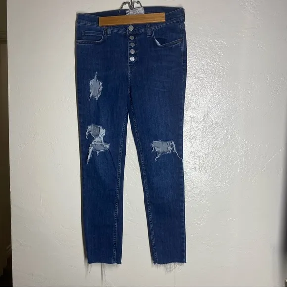 Free People Women's Distressed Blue Jeans