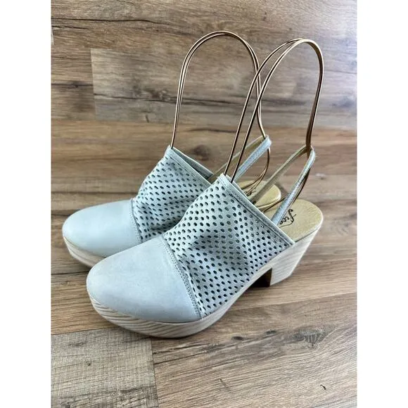 FREE PEOPLE Womens Leather Clogs Logan 37 6.5 Slingback Heels Spain Made…