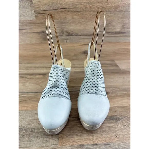 FREE PEOPLE Womens Leather Clogs Logan 37 6.5 Slingback Heels Spain Made…