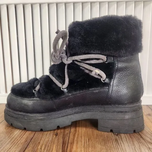 Free People Polar Queen Faux Fur Boots Women Sz 9 EU 39.5 Black Designer Fashion