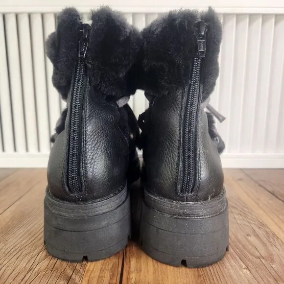 Free People Polar Queen Faux Fur Boots Women Sz 9 EU 39.5 Black Designer Fashion