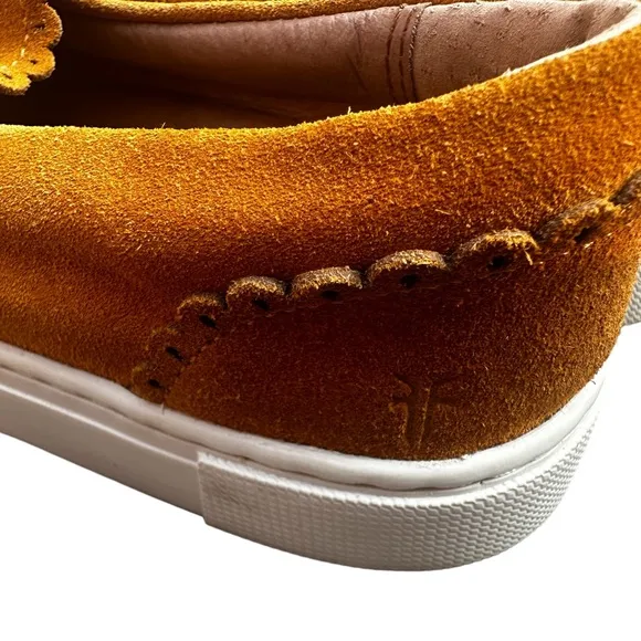 Frye Ivy Scallop Slip On Shoes Marigold Yellow Suede Sneakers Leather 6.5
