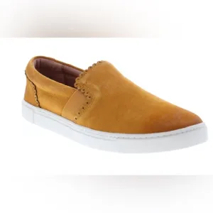 Frye Ivy Scallop Slip On Shoes Marigold Yellow Suede Sneakers Leather 6.5