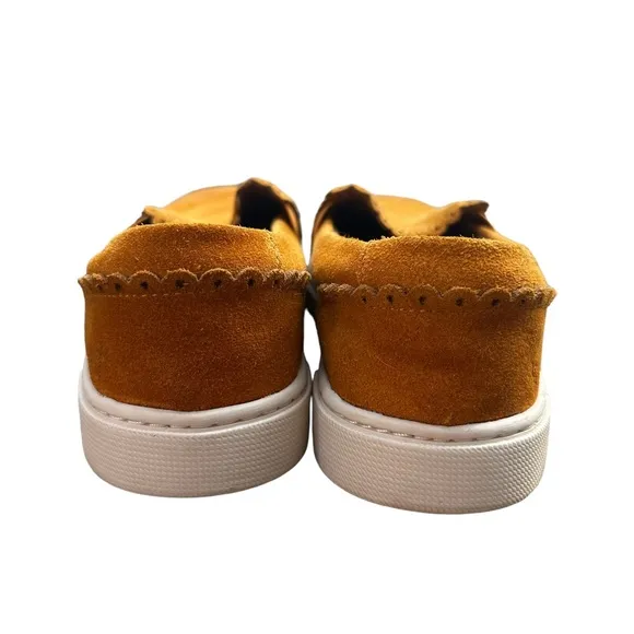 Frye Ivy Scallop Slip On Shoes Marigold Yellow Suede Sneakers Leather 6.5