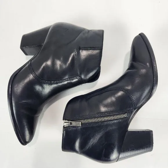 Frye Jennifer Heeled Western Ankle Boot Womens 6.5 Black Leather Pointed Toe