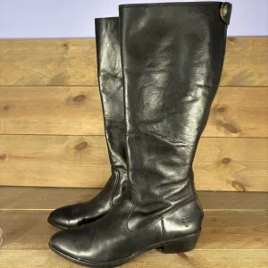 frye melissa womens size 7 shoes black leather tall heel comfort boots