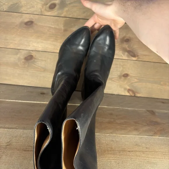 frye melissa womens size 7 shoes black leather tall heel comfort boots