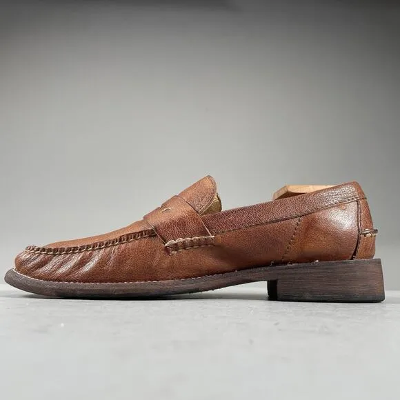 Frye Men’s Size 8 D Slip On Brown Pebbled Leather Penny Loafers Dress Shoes EUC