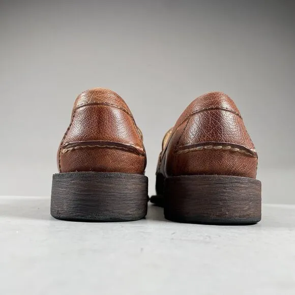 Frye Men’s Size 8 D Slip On Brown Pebbled Leather Penny Loafers Dress Shoes EUC