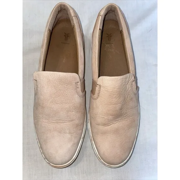 Frye Women’s Casual Sneakers Size 8.5 M Pink Leather Marbled Sole Comfort Beach